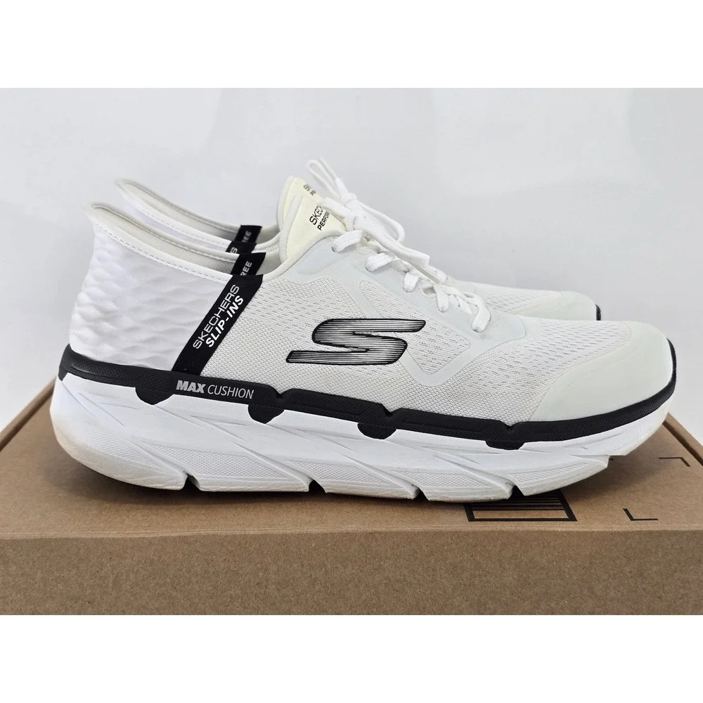 Skechers Max Cushioning Elite Slip-Ins Mens 13 White Black 220313 - Excellent